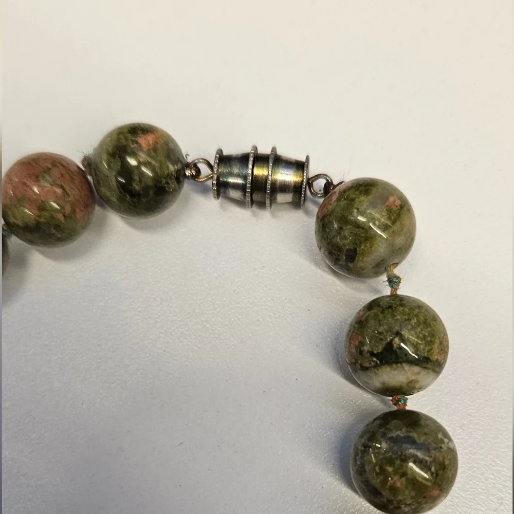 ORANGE AND GREEN UNADITE EPIDOTE BEADED NECKLACE
